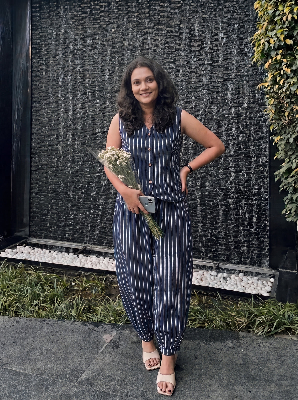 Indigo Stripe Balloon Co-ord set