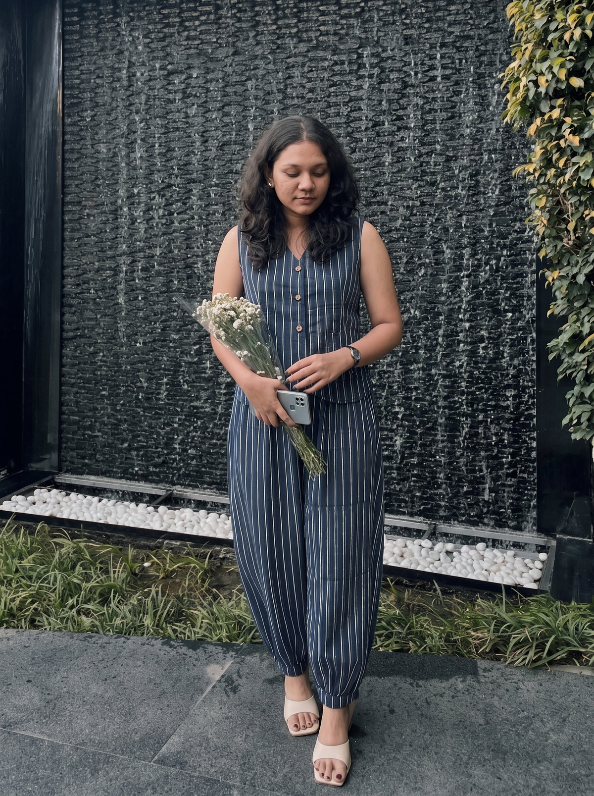 Indigo Stripe Balloon Co-ord set