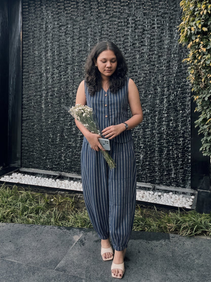 Indigo Stripe Balloon Co-ord set