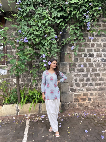 Floral Striped Farshi Salwar Set