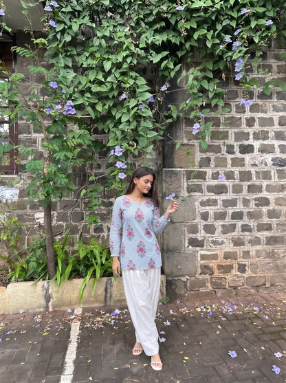 Floral Striped Farshi Salwar Set