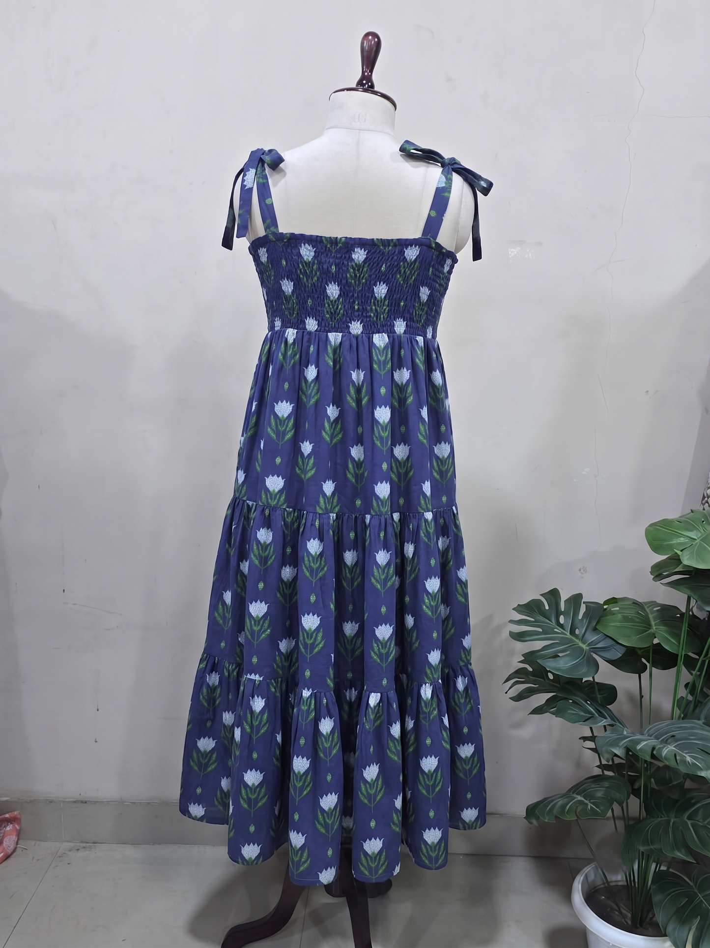 Indigo Tie-Shoulder Maxi Dress