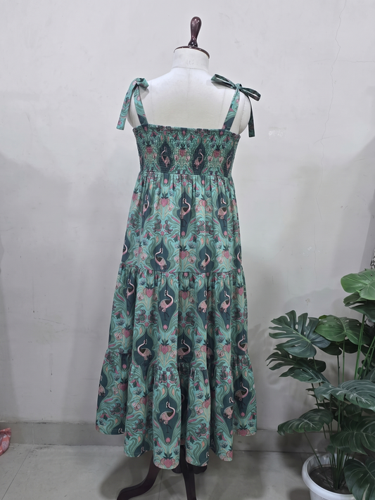 Sage Flamingo Tie-Shoulder Maxi Dress